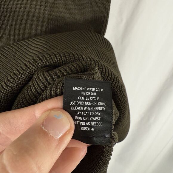 New Worthington Midi Skirt Women's Large Olive Green Knit Elastic Waist Stretch - Picture 8 of 11